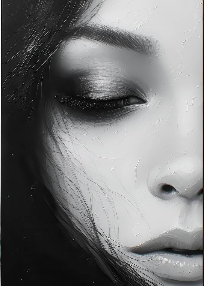 Monochromatic Portrait of a Woman's Face