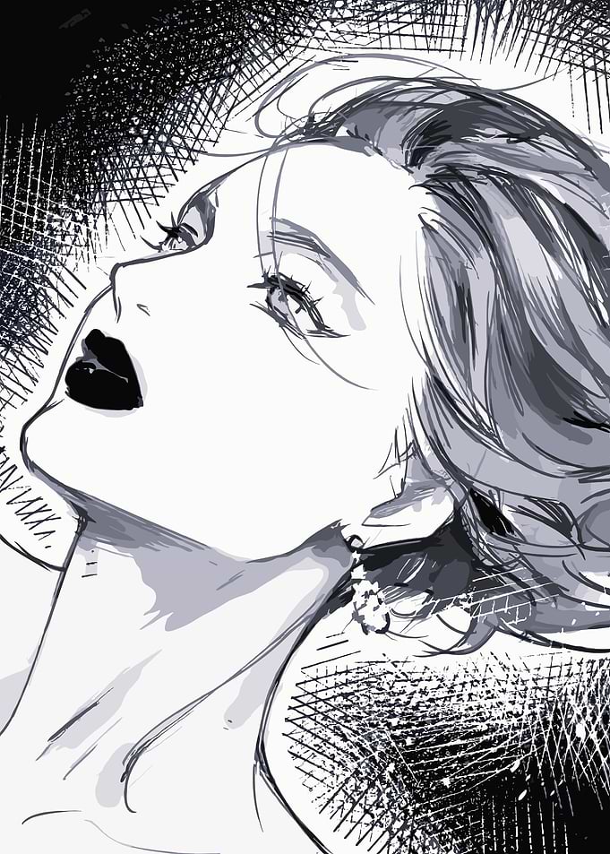 Dramatic Black and White Portrait of a Woman