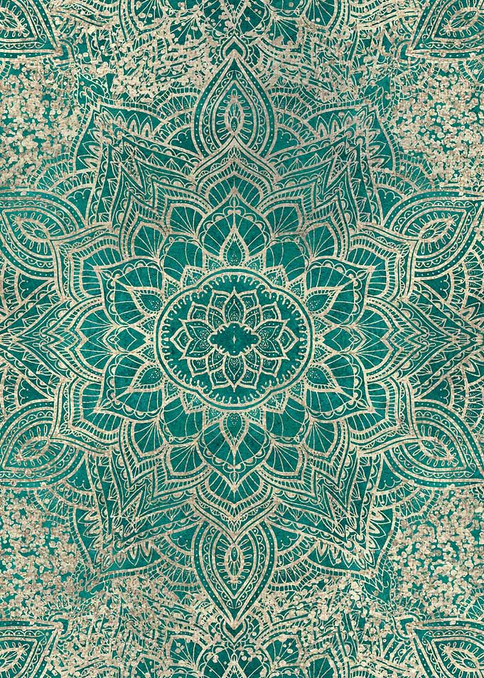 Teal and Gold Mandala Pattern