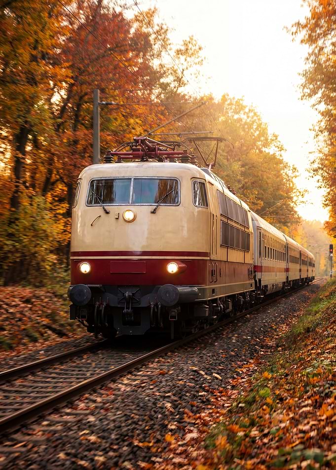 Train in Autumn Forest