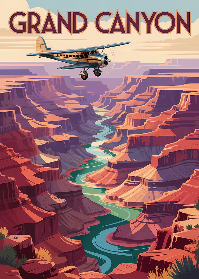 Grand Canyon Vintage Airplane Poster