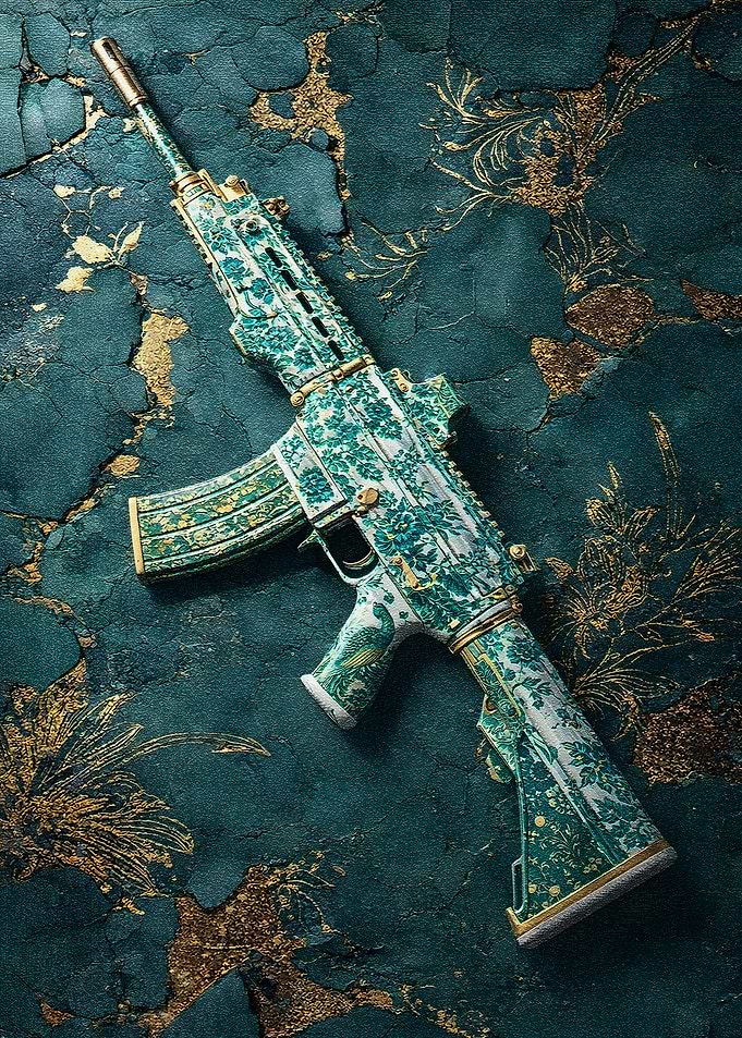 Ornate Rifle on Textured Background