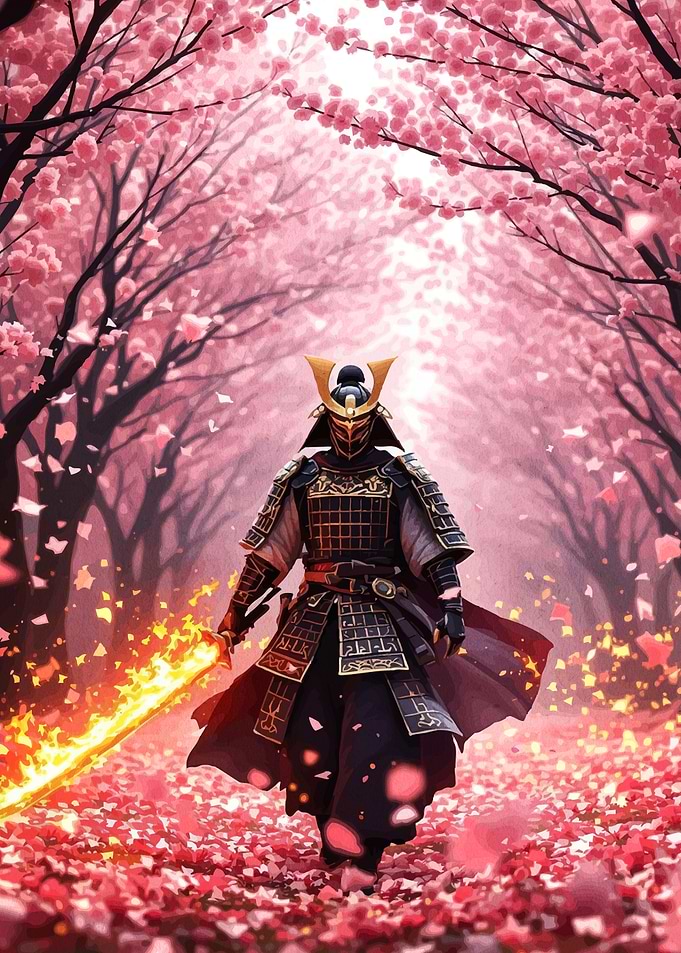 Samurai with Flaming Sword