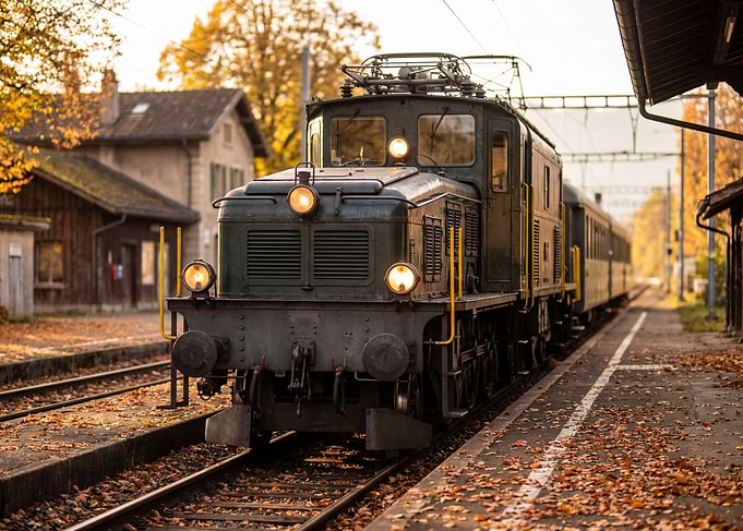 Vintage Train at Autumn Station