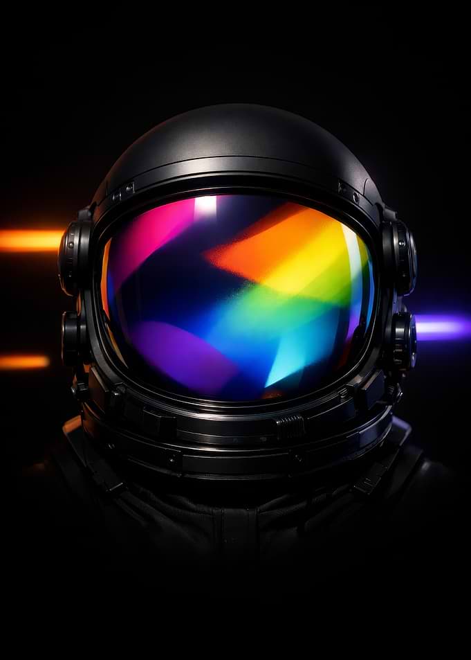 Astronaut Helmet with Rainbow Reflection