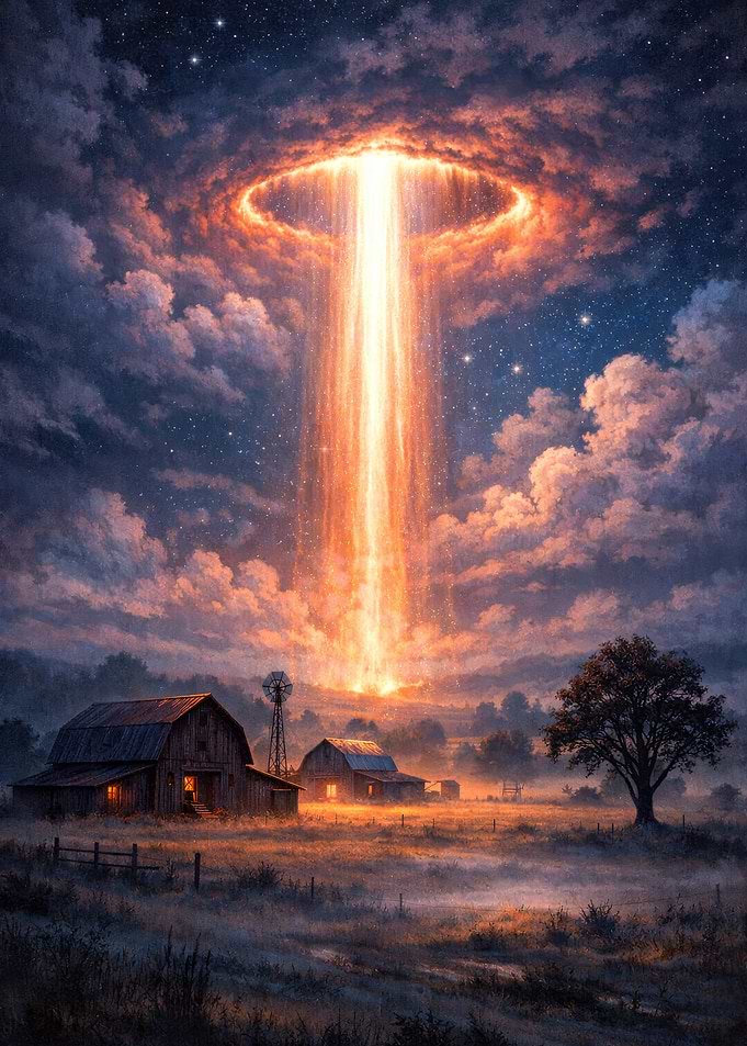 Alien Abduction Over Farm