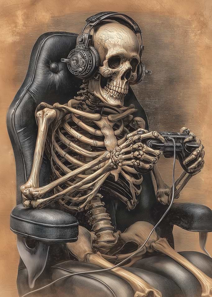 Skeleton Gamer with Headphones