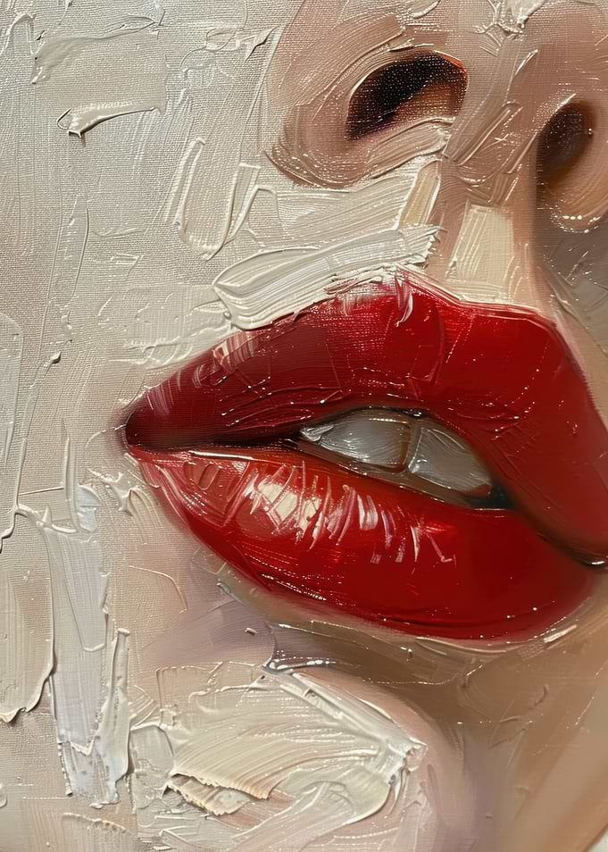 Close-up of Red Lips Painting