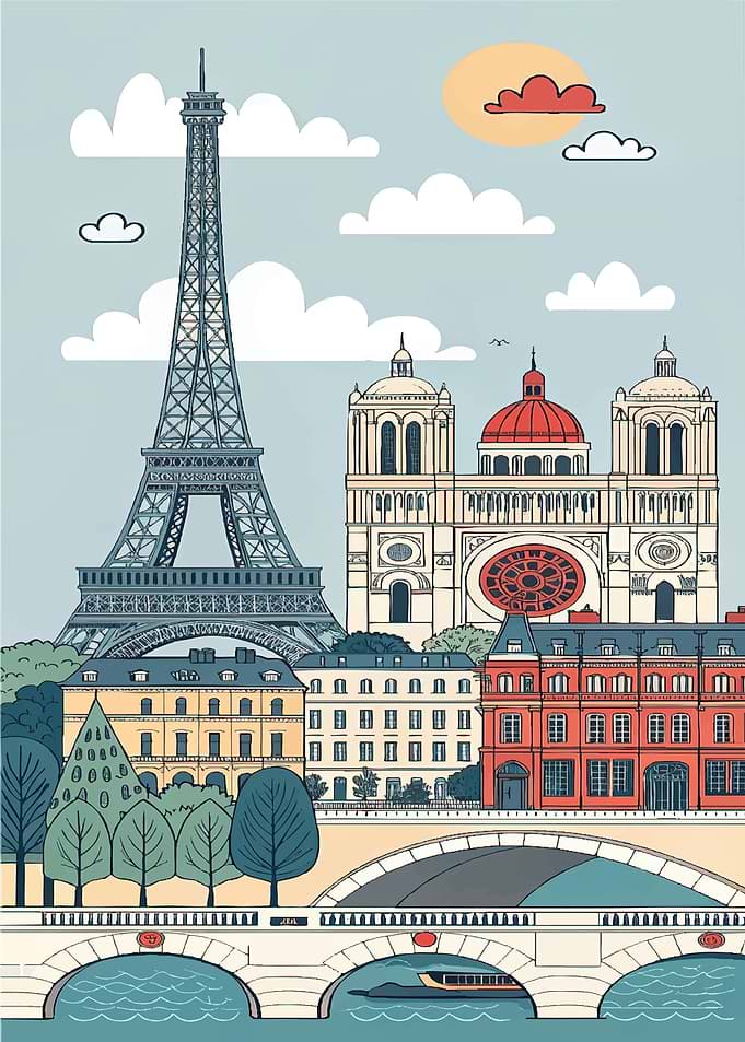 Parisian Cityscape with Landmarks