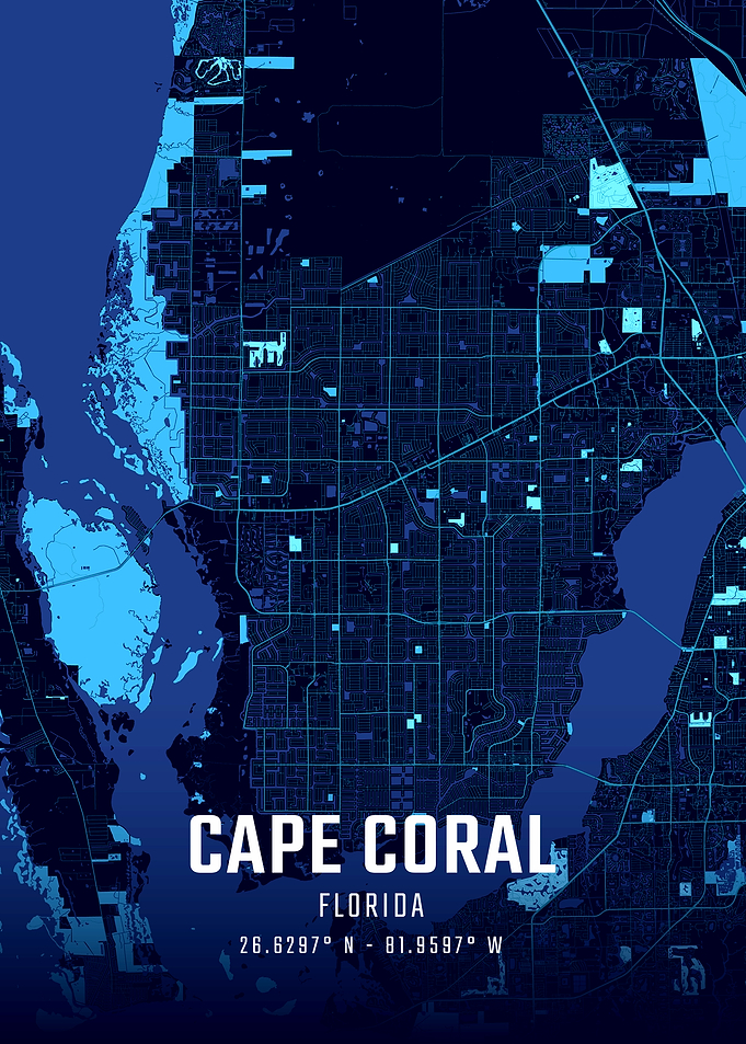Cape Coral Florida Midnight City Map