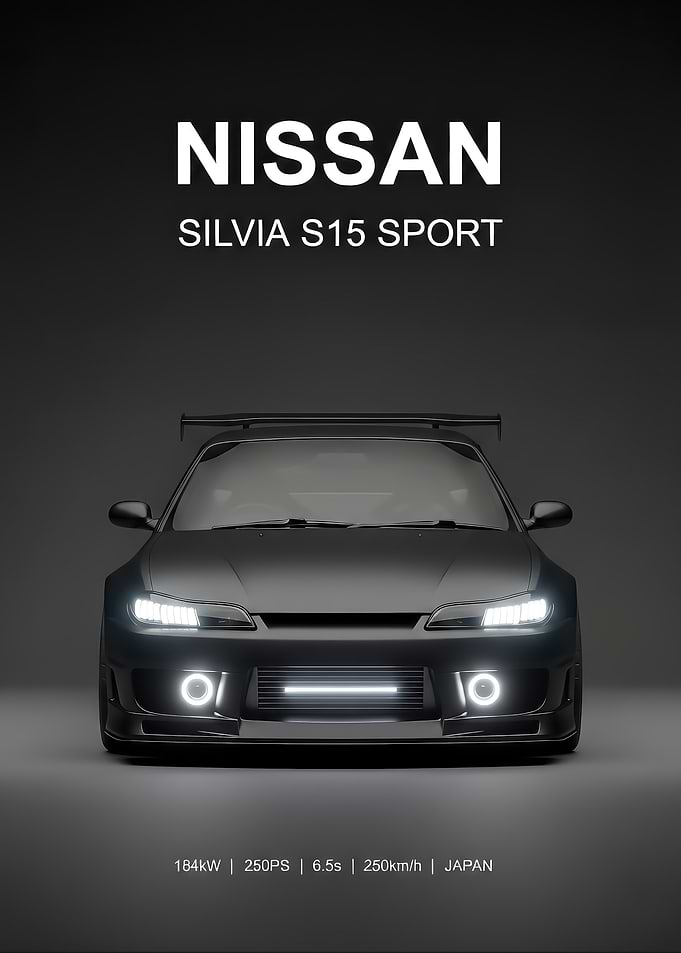 modern black Silvia S15 Sport Car poster