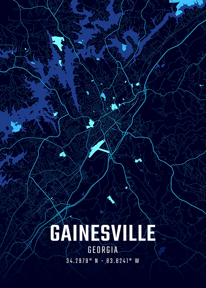 Gainesville Georgia Midnight City Map