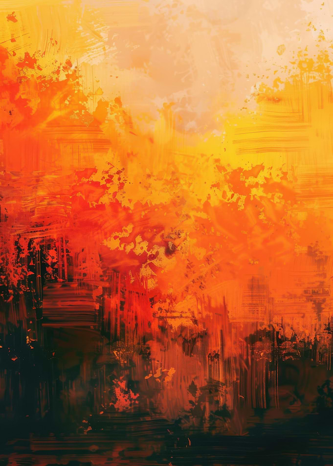 Fiery Abstract Brushstrokes