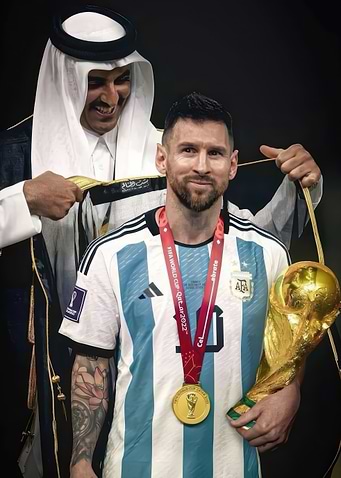 Lionel Messi receives World Cup trophy