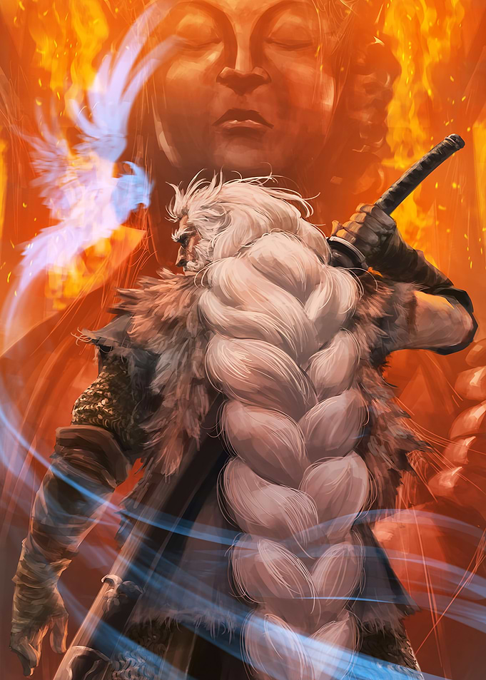 Warrior Facing Fiery Buddha