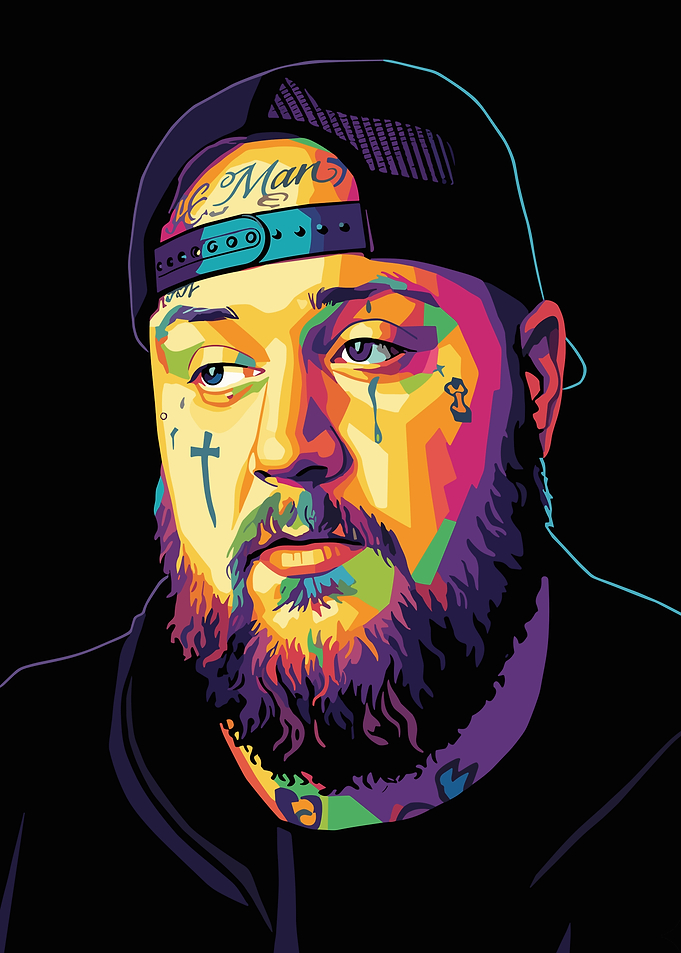 Colorful Portrait of a Jelly Roll with Tattoos