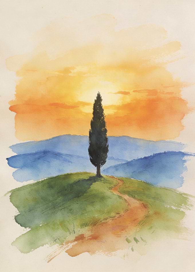 Tuscan Landscape at Sunset