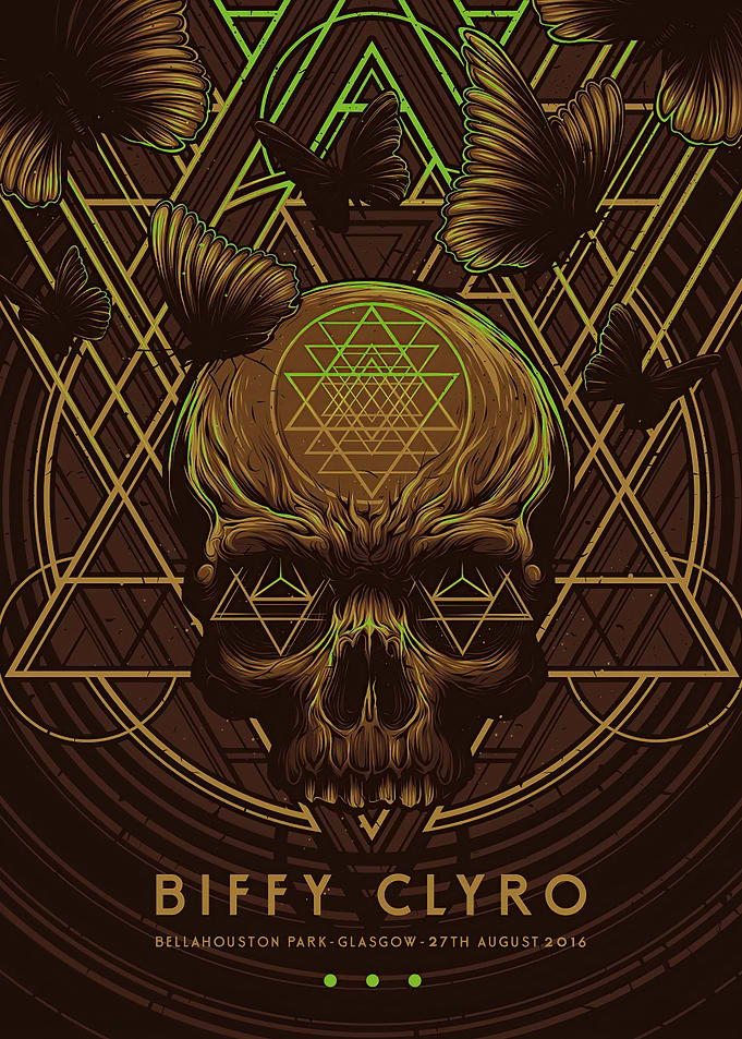 Biffy Clyro Skull and Butterflies Poster