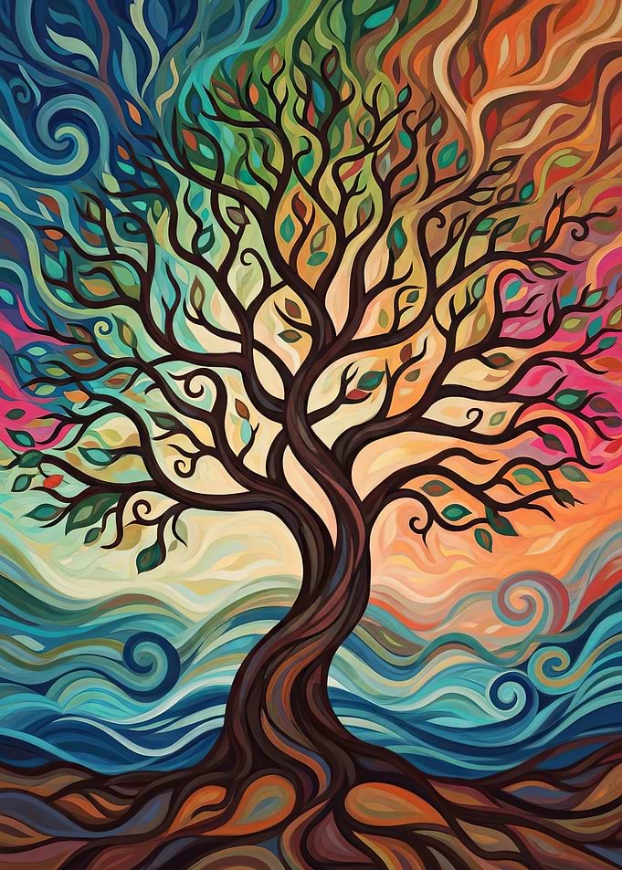 Vibrant Tree of Life Painting