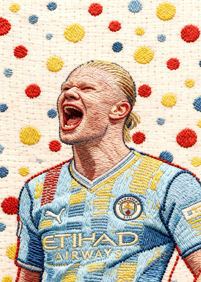 Erling Haaland Embroidered Portrait