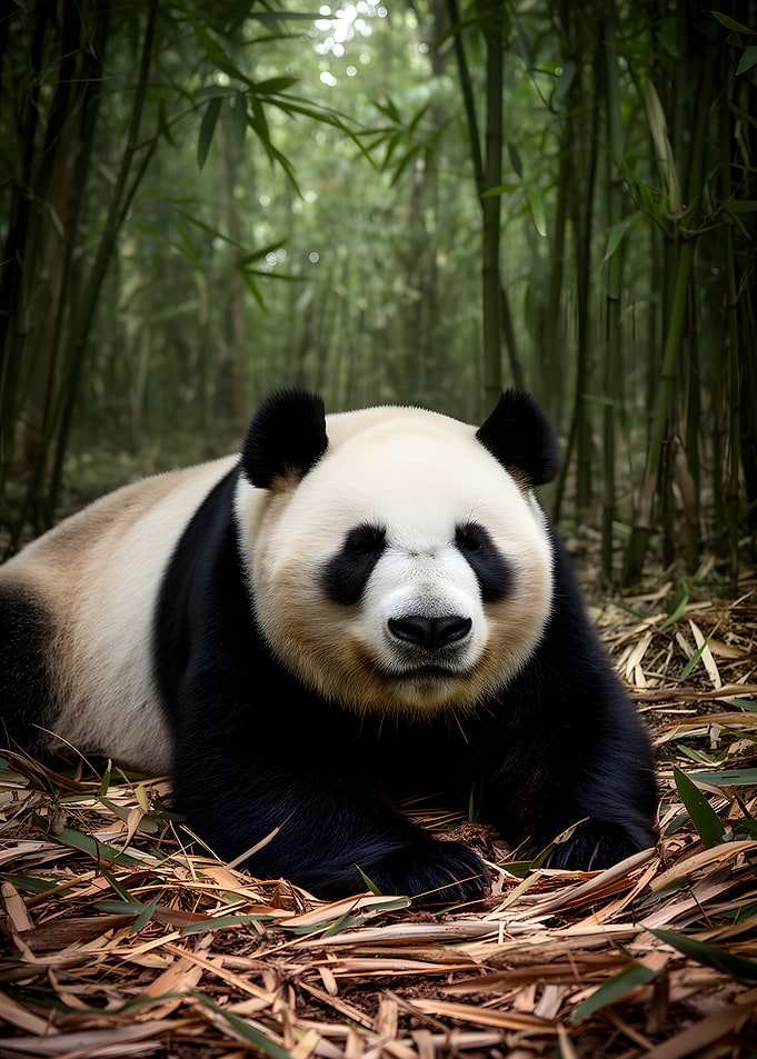 Giant Panda in Bamboo Forest