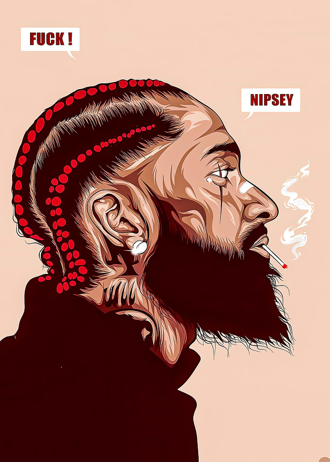 Nipsey Hussle Portrait with Cigarette