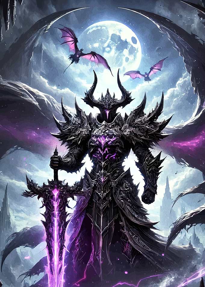 Dark Knight with Glowing Sword
