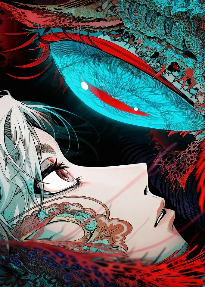 Anime character with dragon eye