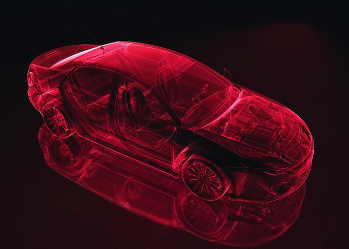 Red Transparent Car Model