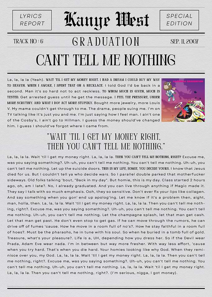 Kanye West Can't Tell Me Nothing
