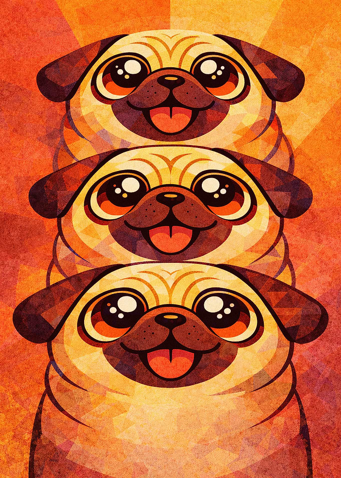 Stack of Cute Pugs