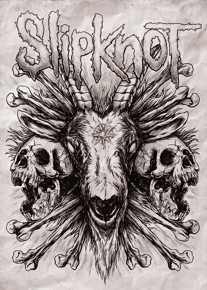 Slipknot Goat Skull Bone Art