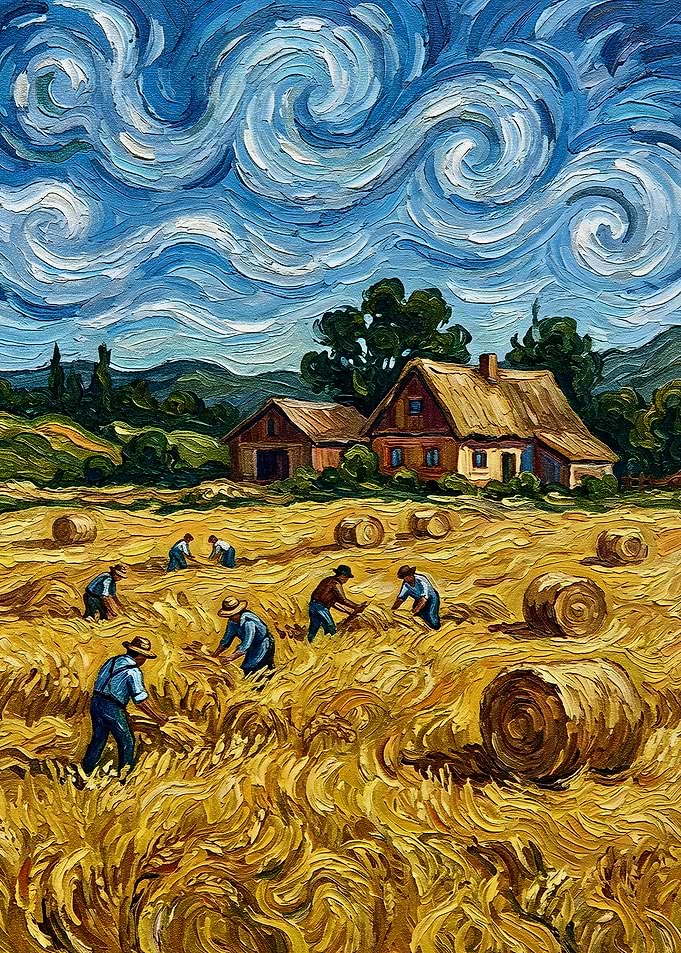 Van Gogh Style Harvest Scene