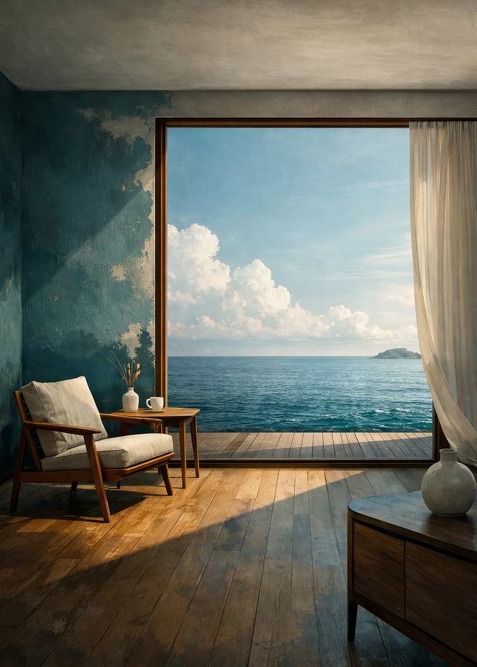 Modern room with ocean view