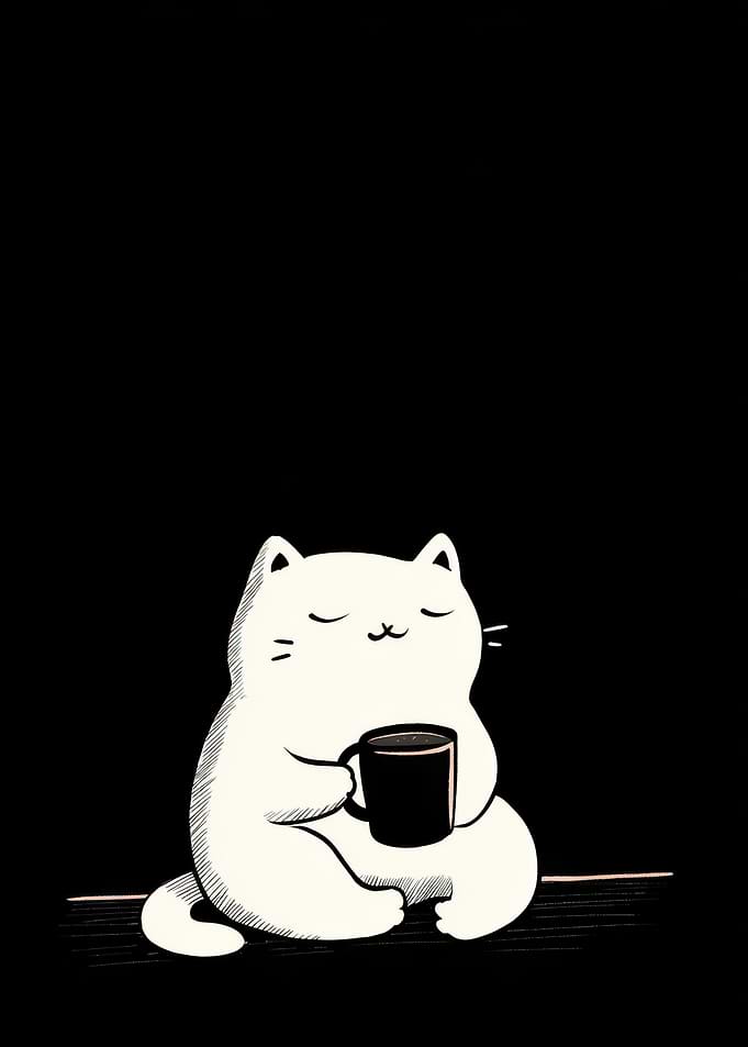 Cute cat holding a coffee mug