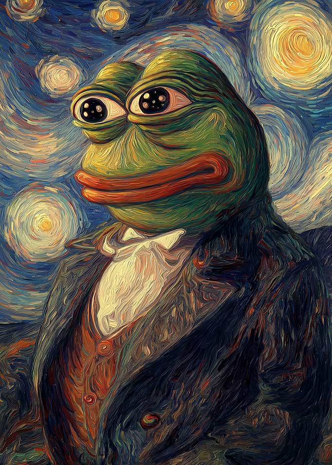 Pepe the Frog in Starry Night Style