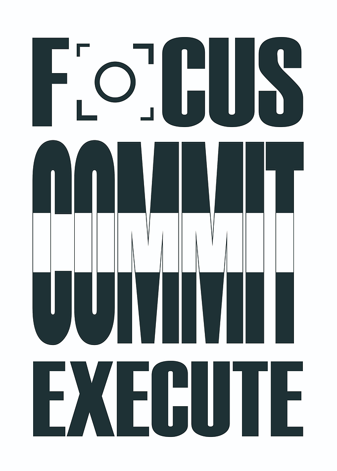 Focus Commit Execute Text Art