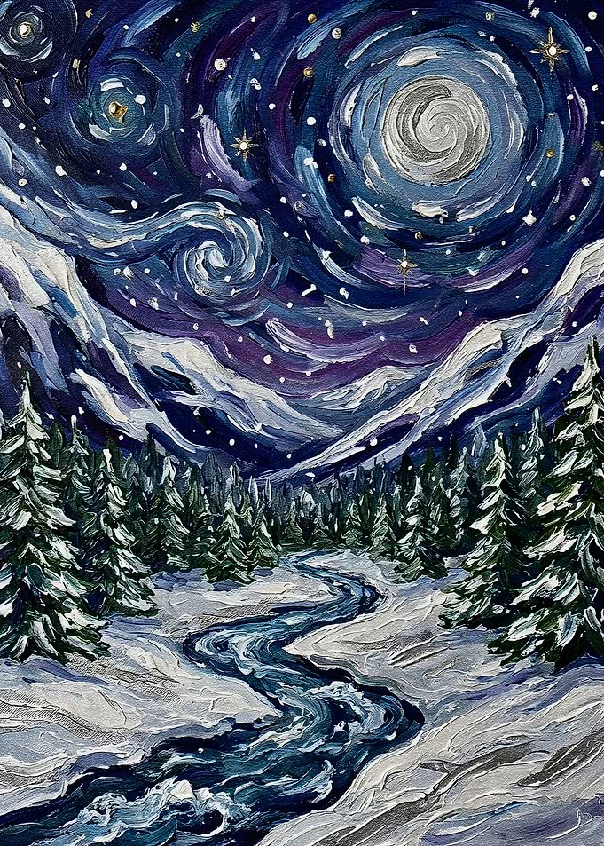 Starry Night Winter Landscape