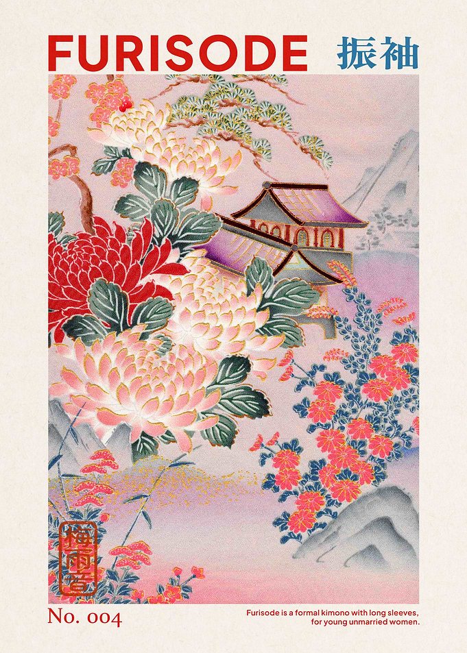 Traditional Japanese Kimono Floral Pattern Skan