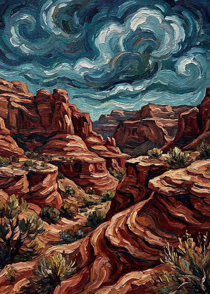 Dramatic Canyon Landscape Painting
