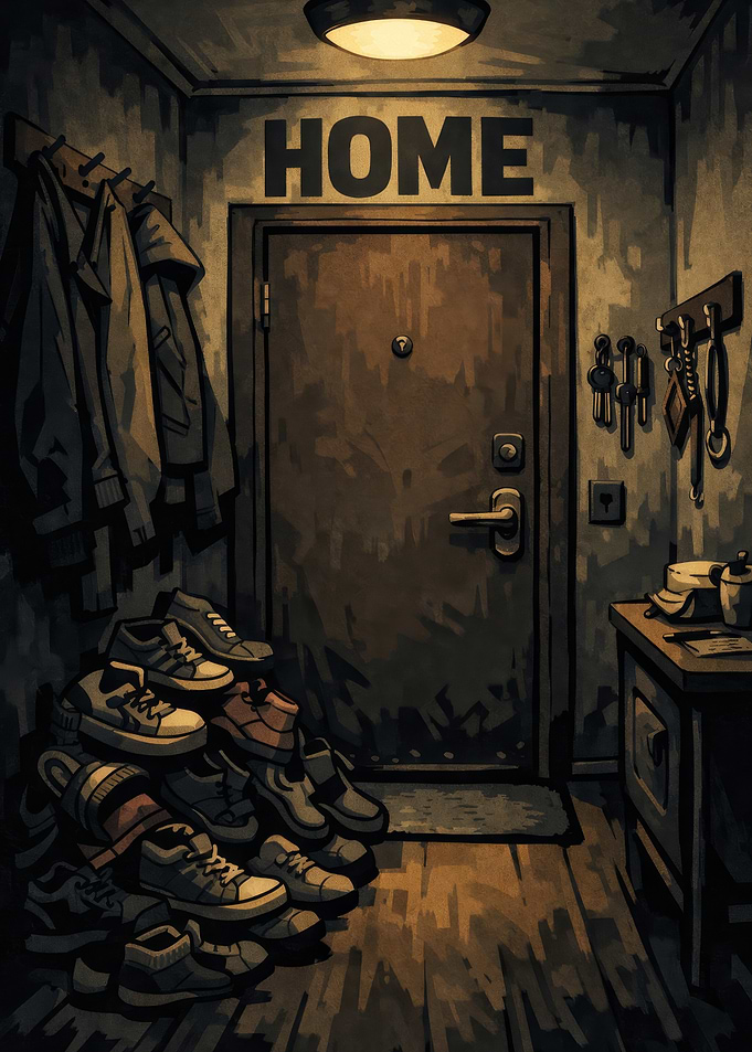 Cozy Home Entrance with Shoes and Coats