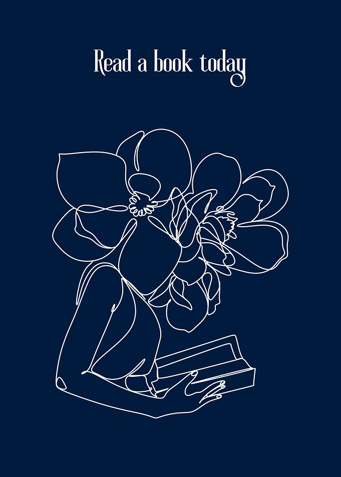 Woman reading with flowers