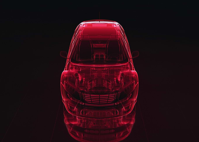 Red Transparent Car Blueprint