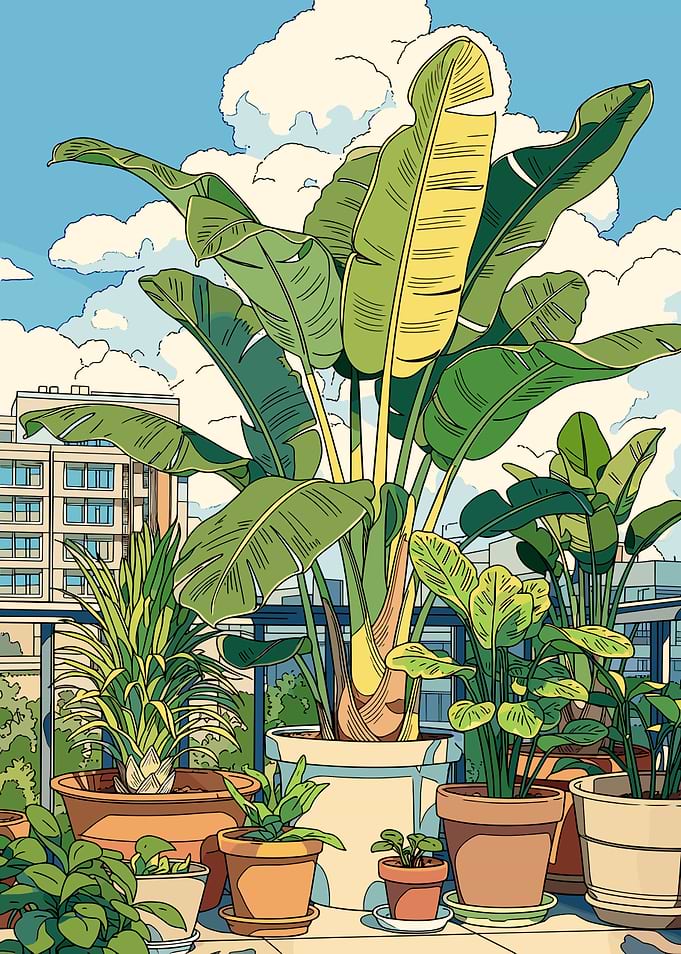 Balcony Garden with Tropical Plants