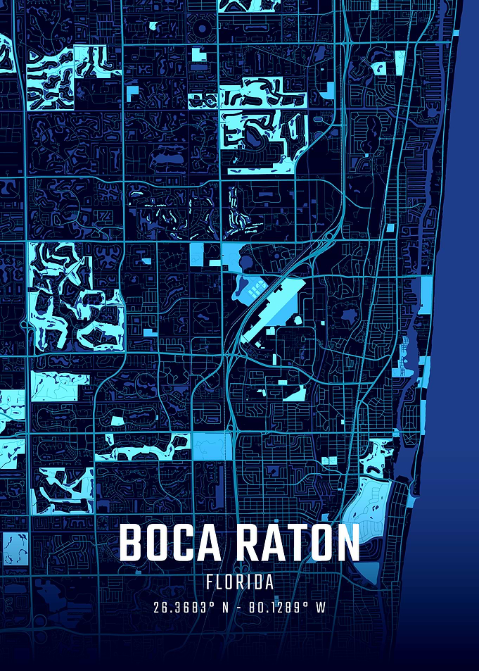 Boca Raton Florida Midnight City Map