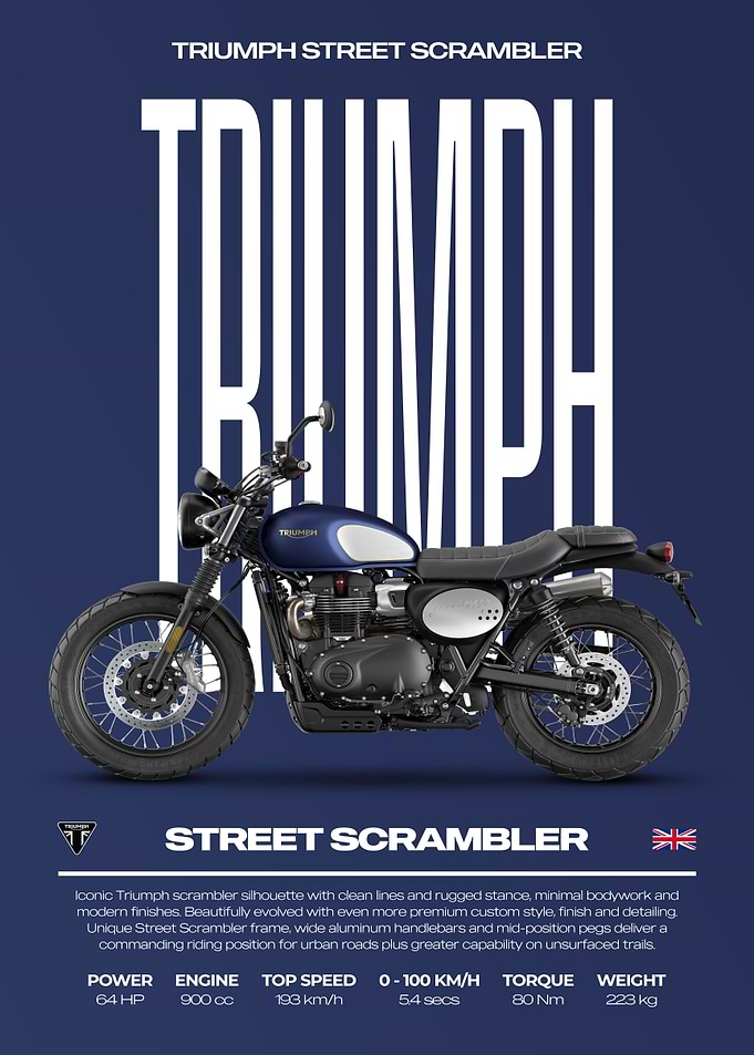 Triumph Street Scrambler Motorcycle Poster