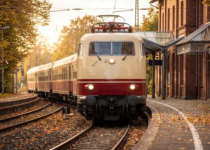 Vintage Train at Autumn Station
