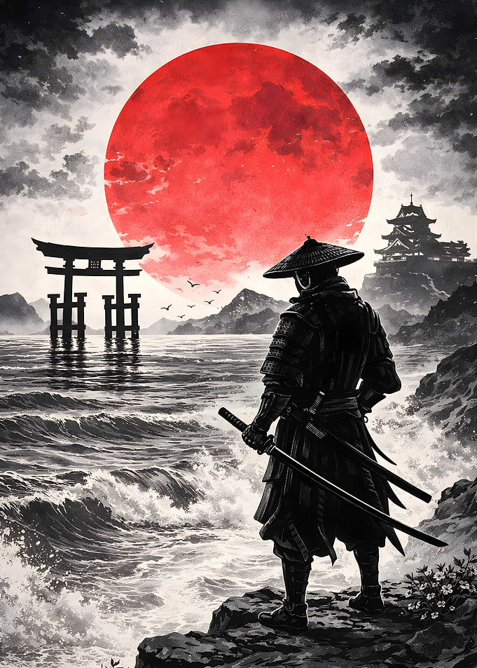 Samurai Under a Red Moon