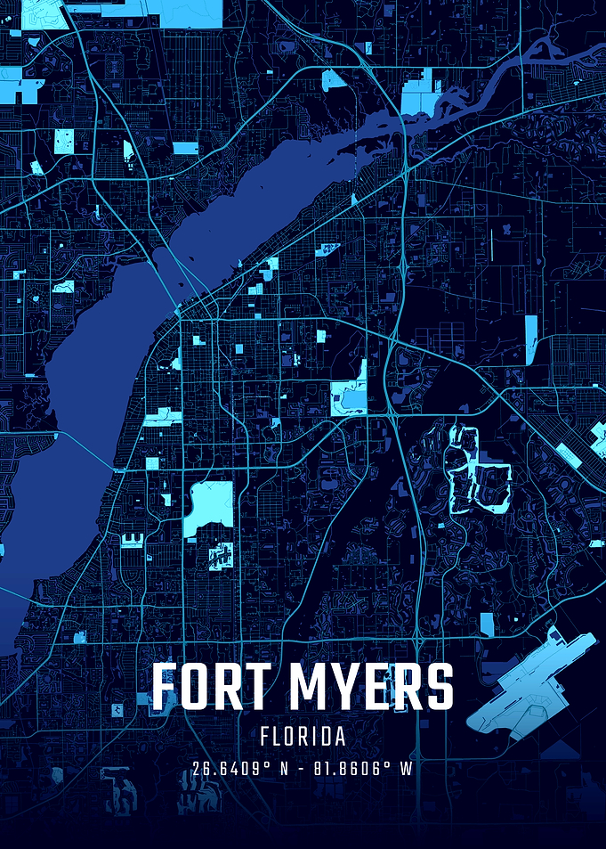 Fort Myers Florida Midnight City Map