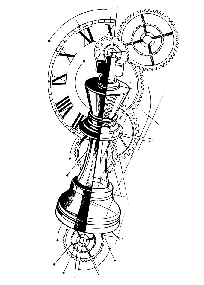 King Chess Piece with Clockwork